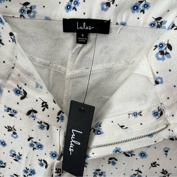 Lulus Everyday Personality Ivory Floral Print Twill High Rise Pants Size S NWT - Picture 10 of 16